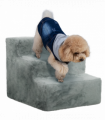PawHut Three-Step Portable Dog Stairs with Washable Plush Cover, for Small Pets