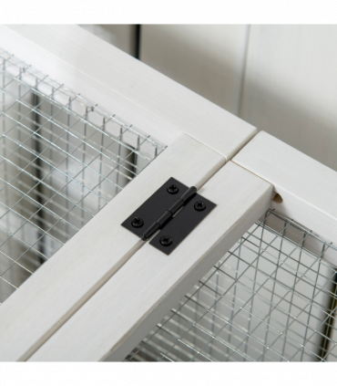 PawHut Wooden Rabbit Hutch, Small Animal House w/ Wheels, Removable Tray-Yellow