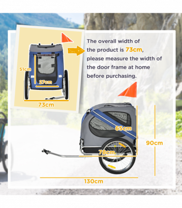 Pet Bicycle Trailer Dog Cat Bike Carrier Water Resistant W/ Hitch Coupler Blue