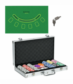SPORTNOW 300-Piece Poker Chips Set w/ Mat, Aluminium Case, Two Decks of Cards