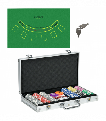 SPORTNOW 300-Piece Poker Chips Set w/ Mat, Aluminium Case, Two Decks of Cards