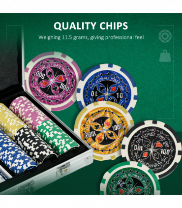 SPORTNOW 300-Piece Poker Chips Set w/ Mat, Aluminium Case, Two Decks of Cards