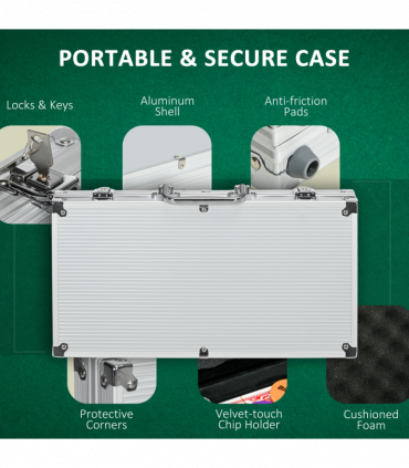 SPORTNOW 300-Piece Poker Chips Set w/ Mat, Aluminium Case, Two Decks of Cards