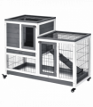 Wooden Rabbit Hutch Bunny Guinea Pigs House Cage Wheels Indoor 110 x 50 x 86cm