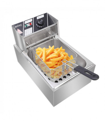 【Old code-56252372】ZOKOP EH81 2500W 220-240V 6.3QT/6L Stainless Steel Single Cylinder Electric Fryer UK Plug