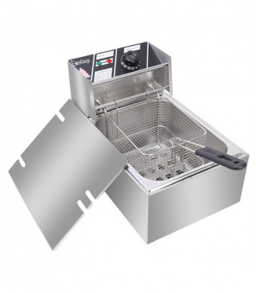 【Old code-56252372】ZOKOP EH81 2500W 220-240V 6.3QT/6L Stainless Steel Single Cylinder Electric Fryer UK Plug