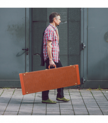 【Replace 82303602】 Electric Guitar Square PU Hard Case Fits ST TL Burning fire 170 Style Electric Guitar Brown