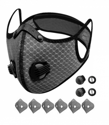 （2 Pack）Reusable Half Face Cover Mask w/ Filter Cycling Outdoor Sport Face Mask Grey
