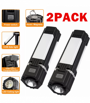 （2 pack）Rechargeable Foldable LED Camping Lantern Light Outdoor Camping Hiking Flashlight  Work Light  Camping Lantern Light