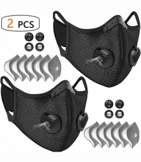（2Pack）Reusable Half Face Cover Mask w/ Filter Cycling Outdoor Sport Face Mask