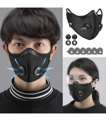 （2Pack）Reusable Half Face Cover Mask w/ Filter Cycling Outdoor Sport Face Mask