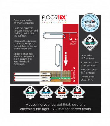 Advantagemat PVC Chair Mat for Carpets up to 6mm. Rectangular 90 x 120cm