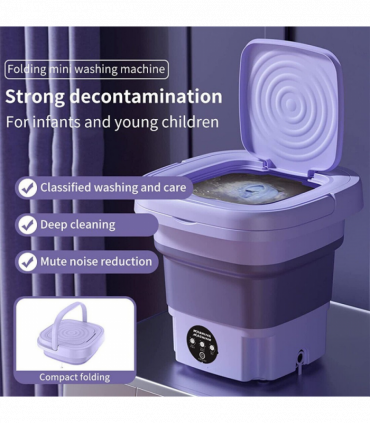 8L Portable Washing Machine Mini Washer Foldable Washer and Spin Dryer Travel UK Purple
