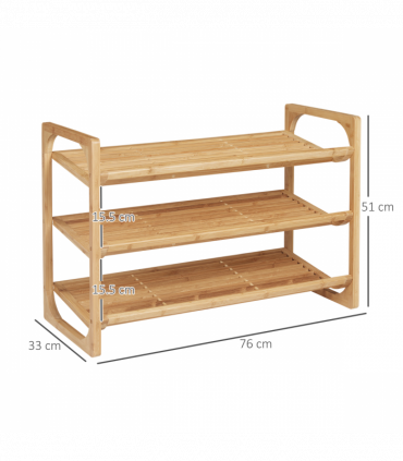 Bamboo Shoe Rack, 3-tier Shoe Storage Shelf for 9 Pair Shoes for Entryway