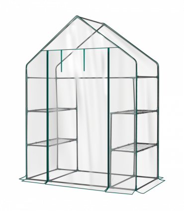 Mini Walk-in Greenhouse with PVC Cover, 4-Shelf Indoor Outdoor Plant Gardening Green House for Garden Backyard, 56" x 29" x 77", Transparent