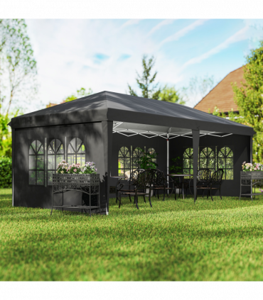 Outsunny 3 x 6m Heavy Duty Gazebo Marquee Party Tent with Storage Bag Black