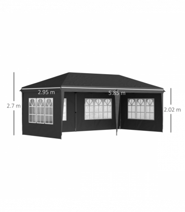Outsunny 3 x 6m Heavy Duty Gazebo Marquee Party Tent with Storage Bag Black