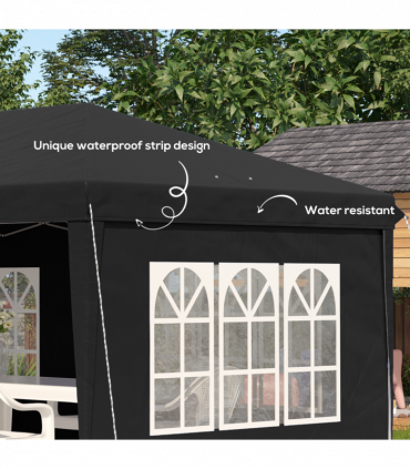 Outsunny 3 x 6m Heavy Duty Gazebo Marquee Party Tent with Storage Bag Black