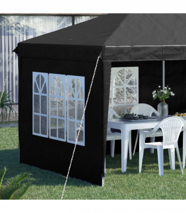 Outsunny 3 x 6m Heavy Duty Gazebo Marquee Party Tent with Storage Bag Black