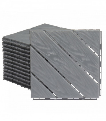 Plastic Interlocking Deck Tiles, 9 Pack, 11.8"x11.8" Waterproof Flooring Tiles for Indoor and Outdoor, Patio Floor Decking Tiles for Porch Poolside Balcony Backyard, Dark Grey