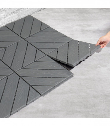 Plastic Interlocking Deck Tiles, 9 Pack, 11.8"x11.8" Waterproof Flooring Tiles for Indoor and Outdoor, Patio Floor Decking Tiles for Porch Poolside Balcony Backyard, Dark Grey