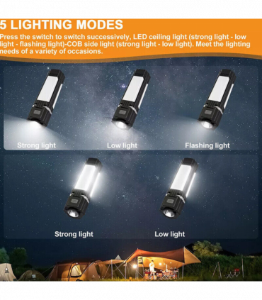 Rechargeable Foldable LED Camping Lantern Light Outdoor Camping Hiking Flashlight  Work Light  Camping Lantern Light