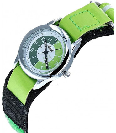 Relda Children's Time Teacher Analogue Green Velcro Strap Boy's Watch REL10