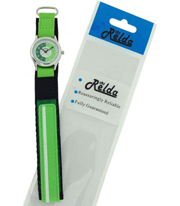 Relda Children's Time Teacher Analogue Green Velcro Strap Boy's Watch REL10