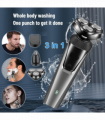 USB Rechargeable 3-In-1 Men's Professional Multi-function Cheek Beard Trimmer Men Nose Hair Cutting Barber Shaver Machine
