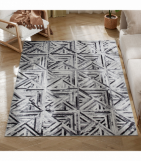 HOMCOM Non-Slip Washable Rug, Chenille Floor Carpet for Living Room, Black, 170х120