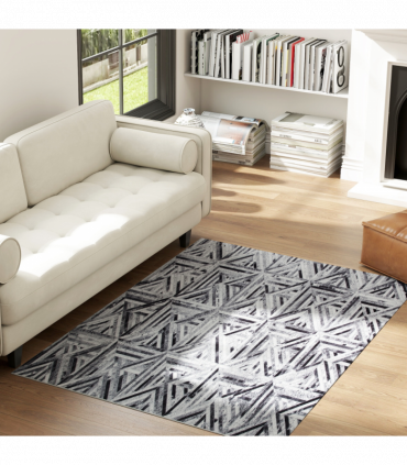 HOMCOM Non-Slip Washable Rug, Chenille Floor Carpet for Living Room, Black, 170х120