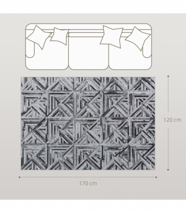 HOMCOM Non-Slip Washable Rug, Chenille Floor Carpet for Living Room, Black, 170х120