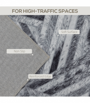 HOMCOM Non-Slip Washable Rug, Chenille Floor Carpet for Living Room, Black, 290х200