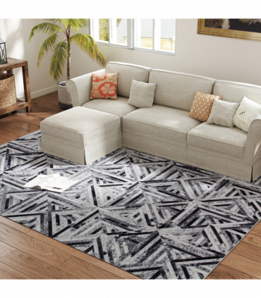 HOMCOM Non-Slip Washable Rug, Chenille Floor Carpet for Living Room, Black, 290х200