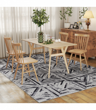 HOMCOM Non-Slip Washable Rug, Chenille Floor Carpet for Living Room, Black, 290х200