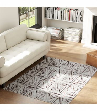 HOMCOM Non-Slip Washable Rug, Chenille Floor Carpet for Living Room, Brown, 170х120