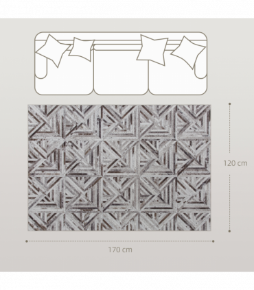 HOMCOM Non-Slip Washable Rug, Chenille Floor Carpet for Living Room, Brown, 170х120