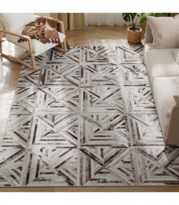 HOMCOM Non-Slip Washable Rug, Chenille Floor Carpet for Living Room, Brown, 230х160