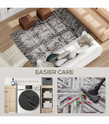 HOMCOM Non-Slip Washable Rug, Chenille Floor Carpet for Living Room, Brown, 230х160