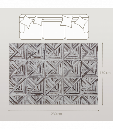 HOMCOM Non-Slip Washable Rug, Chenille Floor Carpet for Living Room, Brown, 230х160