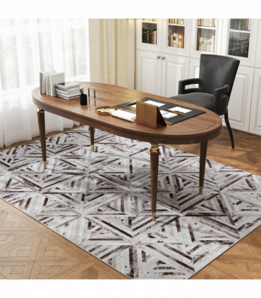 HOMCOM Non-Slip Washable Rug, Chenille Floor Carpet for Living Room, Brown, 230х160