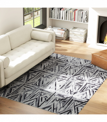 HOMCOM Non-Slip Washable Rug, Chenille Floor Carpet for Living Room, Black, 230х160