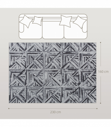 HOMCOM Non-Slip Washable Rug, Chenille Floor Carpet for Living Room, Black, 230х160