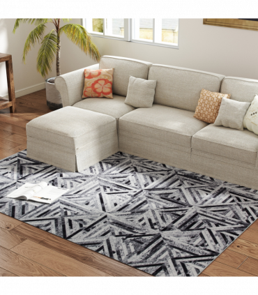 HOMCOM Non-Slip Washable Rug, Chenille Floor Carpet for Living Room, Black, 230х160