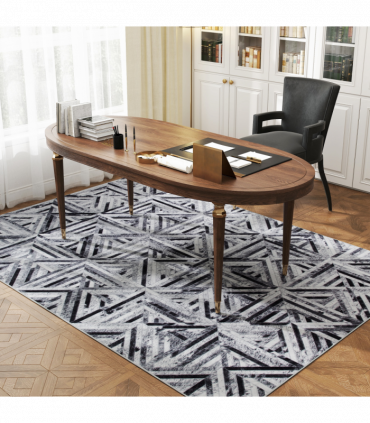 HOMCOM Non-Slip Washable Rug, Chenille Floor Carpet for Living Room, Black, 230х160