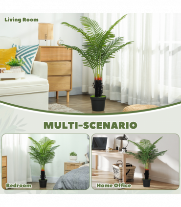 HOMCOM 120cm Artificial Areca Palm Tree with PE Leaves and Flocked Soil