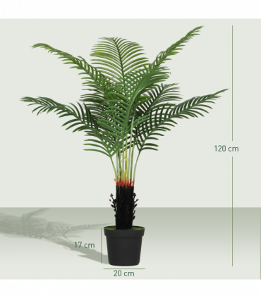 HOMCOM 120cm Artificial Areca Palm Tree with PE Leaves and Flocked Soil