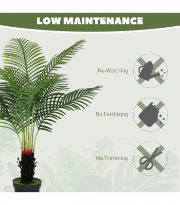 HOMCOM 120cm Artificial Areca Palm Tree with PE Leaves and Flocked Soil