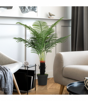 HOMCOM 120cm Artificial Areca Palm Tree with PE Leaves and Flocked Soil