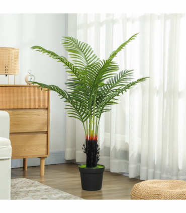 HOMCOM 120cm Artificial Areca Palm Tree with PE Leaves and Flocked Soil